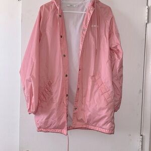 Obey pink coat, size M. Has some dents on the buttons.
